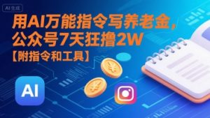 用AI万能指令写养老金,公众号7天狂撸2W【附指令和工具】|淘骐网赚资源库
