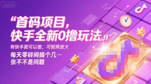 首码项目,快手全新0撸玩法,有快手就可以做,可矩阵放大,每天零碎时间搞个几张不是问题【揭秘】|淘骐网赚资源库