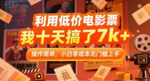利用低价电影票,我十天搞了7k+,操作简单,小白零成本无门槛上手【揭秘】|淘骐网赚资源库