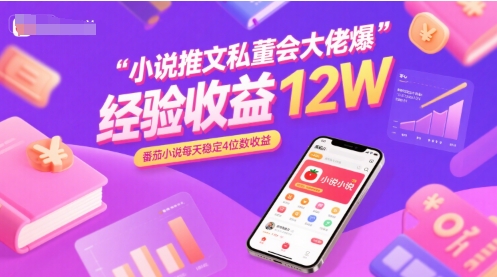 小说推文私董会大佬爆单经验分享收益12W,番茄小说每天稳定4位数收益|淘骐网赚资源库