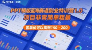 PPT模版蓝海赛道副业特训营1.0,项目非常简单粗暴,客单价可以高到150-200|淘骐网赚资源库