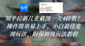 知乎拉新几张截图一天4位数？操作简单易上手，小白最佳变现玩法，附保姆级玩法教程|淘骐网赚资源库
