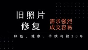 老照片修复项目，一单挣个29，长期稳定，月入5k-1w|淘骐网赚资源库