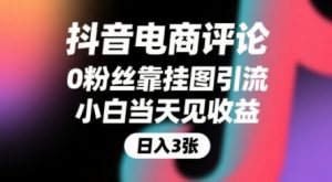 抖音电商评论,0粉丝靠挂图引流,被动挣抖音搜索佣金,小白当天见收益,还能躺挣下级评论增量收益|淘骐网赚资源库