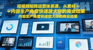 短视频矩阵运营体系课，从素材+内容生产角度快速放大你的商业结果|淘骐网赚资源库