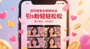 四开屏美女视频玩法,引s粉轻轻松松,暴力掘金,手机操作【揭秘】|淘骐网赚资源库