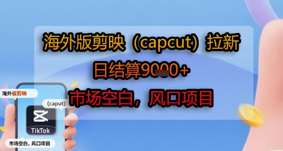 海外版剪映(capcut)拉新,日结算1k+,市场空白,风口项目|淘骐网赚资源库