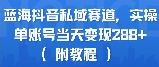 蓝海抖音私域赛道，实操单账号当天变现288+(附教程)|淘骐网赚资源库