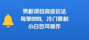 男粉项目高级玩法，每单899，冷门暴利，小白也可操作|淘骐网赚资源库