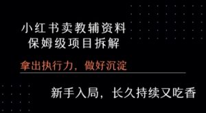 小红书卖小学教辅资料  保姆级项目拆解  1次课程彻底讲清楚!|淘骐网赚资源库