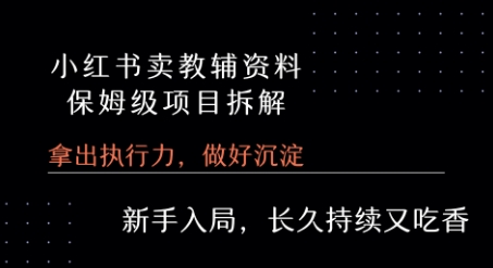 小红书卖小学教辅资料  保姆级项目拆解  1次课程彻底讲清楚!|淘骐网赚资源库