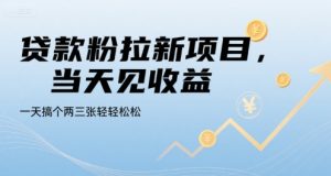 贷款粉拉新项目,当天见收益,一天搞个两三张轻轻松松【揭秘】|淘骐网赚资源库