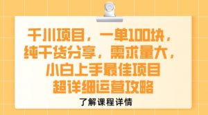 千川项目,一单1张,纯干货分享,需求量大,小白上手最佳项目,超详细运营攻略|淘骐网赚资源库