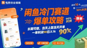 闲鱼冷门赛道爆单攻略,长期可做,当天上架当天开单,一单利润90% 利润,日入1k【揭秘】|淘骐网赚资源库