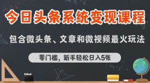 今日头条AI玩法系统课程,最新前沿变现玩法拆解,零门槛,新手轻松日入5张|淘骐网赚资源库