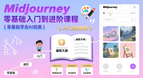 midjourney零基础入门到进阶课程,零基础学会AI绘画|淘骐网赚资源库