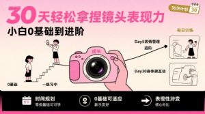 30天轻松拿捏镜头表现力,小白0基础到进阶|淘骐网赚资源库