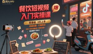 餐饮短视频入门实操课，引爆同城流量，打爆单店|淘骐网赚资源库