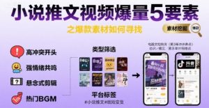 小说推文视频爆量5要素之爆款素材如何寻找|淘骐网赚资源库