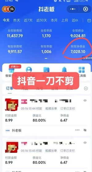 抖音短视频一刀不剪带货，不剪辑，不直播，每天发个视频，等着出单获取带货佣金|淘骐网赚资源库