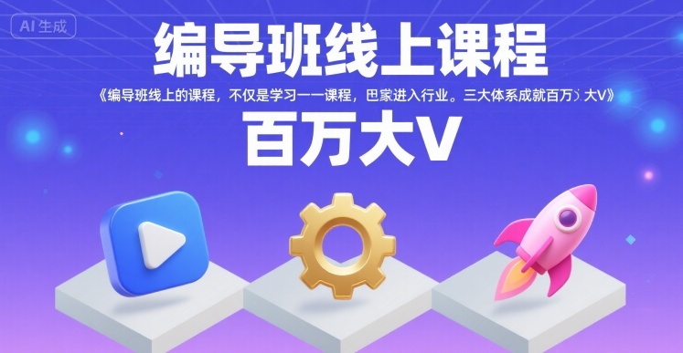 编导班线上课程,不仅是学习一门课程,更是进入一个行业,三大体系成就百万大V|淘骐网赚资源库