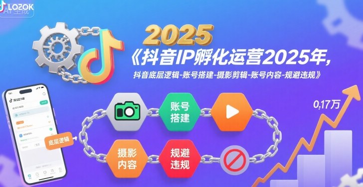 抖音IP孵化运营2025年,抖音底层逻辑-账号搭建-摄影剪辑-账号内容-规避违规|淘骐网赚资源库