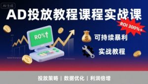 AD投放教程课程实战课,实现广告ROI300%+可持续暴利|淘骐网赚资源库