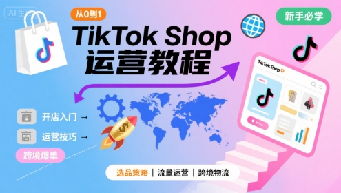 TikTok Shop从0到1运营教程,TikTok跨境电商新手必学课程|淘骐网赚资源库