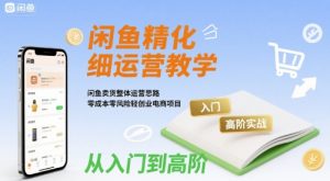 闲鱼精细化运营入门+高阶实战教学，闲鱼卖货整体运营思路，零成本零风险轻创业电商项目|淘骐网赚资源库