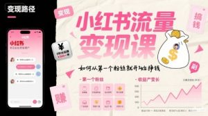 小红书流量变现课,如何从第一个粉丝就开始挣钱|淘骐网赚资源库
