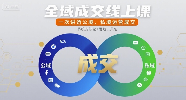 全域成交线上课,一次讲透公域、私域运营成交|淘骐网赚资源库