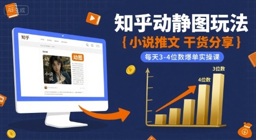 小说推文干货分享之知乎动静图玩法,每天3-4位数爆单实操课|淘骐网赚资源库