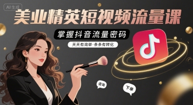 美业精英短视频流量课,掌握抖音流量密码,天天有询单,条条有转化|淘骐网赚资源库