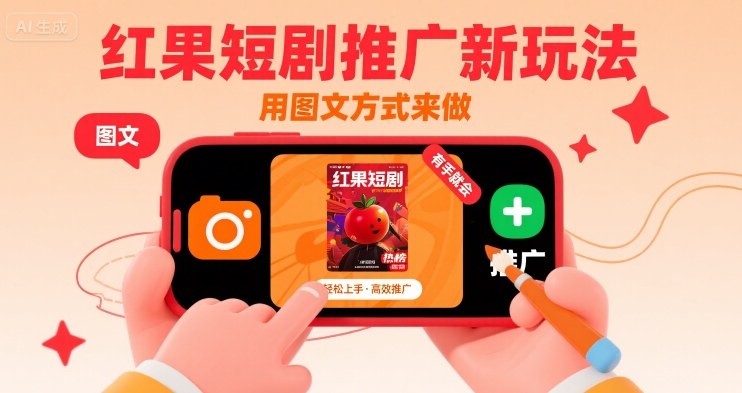 红果短剧推广新玩法,用图文方式来做,有手就会|淘骐网赚资源库
