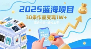 2025蓝海项目30条作品 变现1w+ 有手就能操作适合小白做|淘骐网赚资源库