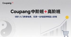 Coupang中阶班+高阶班,0到1入门跨境电商,在家一台电脑挣韩国人的钱|淘骐网赚资源库