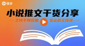小说推文干货分享之快手爆款借鉴运营实操课|淘骐网赚资源库