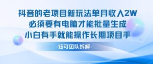 老项目新玩法单月收入2W小白有手就能操作长期项目|淘骐网赚资源库