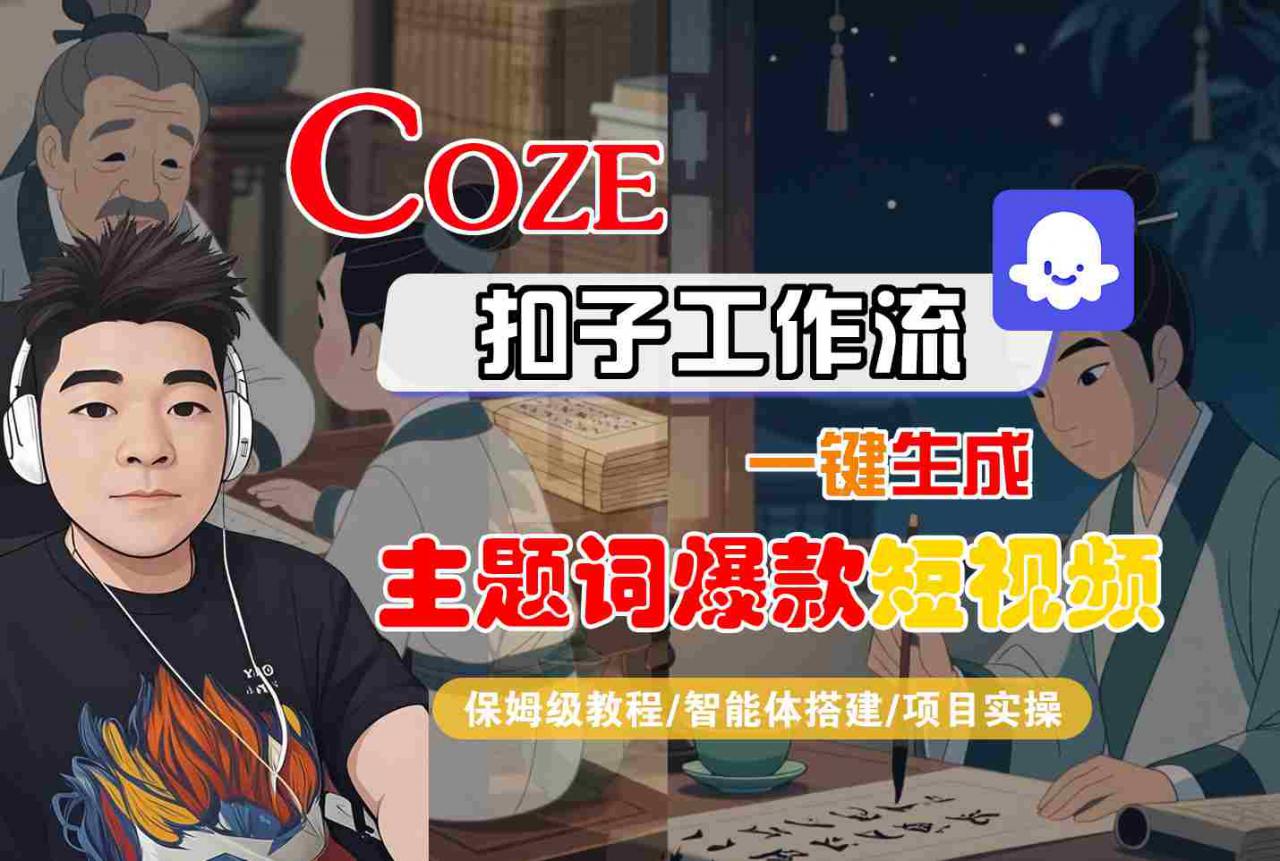COZE扣子工作流一键生成主题词爆款短视频，保姆级教程-智能体搭建-项目实操|淘骐网赚资源库