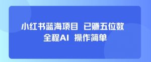 小红书蓝海项目，全程AI，操作简单，已挣五位数|淘骐网赚资源库