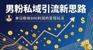 男粉私域引流新思路，单日稳收8张利润的变现玩法|淘骐网赚资源库