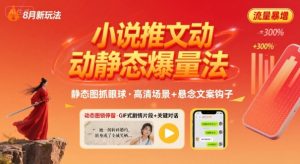 8月小说推文全新玩法,动静态图片+搭配小说文案爆量玩法|淘骐网赚资源库