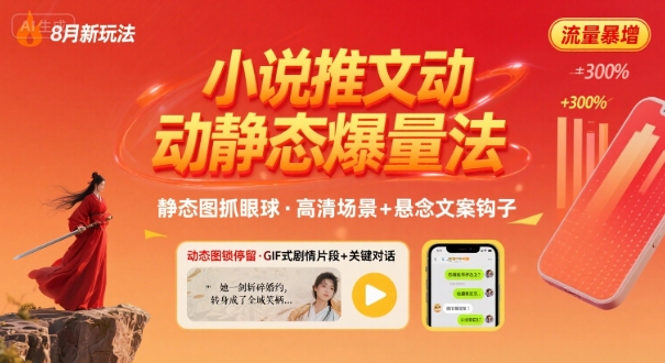 8月小说推文全新玩法,动静态图片+搭配小说文案爆量玩法|淘骐网赚资源库