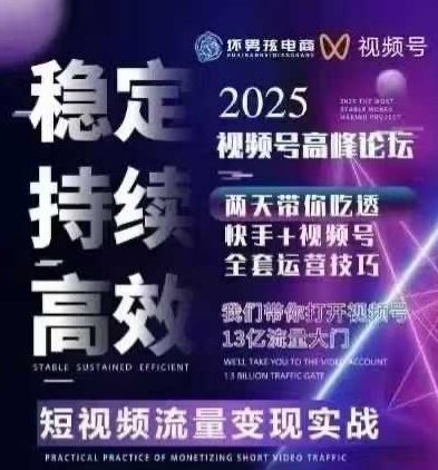 坏男孩电商视频号7月1号线下课，视频号短引、精细化模型打法，三频共振，无人，快手全站精细化运营|淘骐网赚资源库