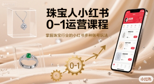 珠宝人小红书0-1运营课程,掌握珠宝行业的小红书多种账号玩法|淘骐网赚资源库