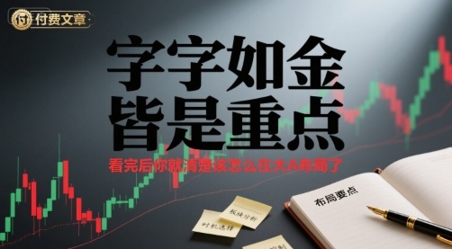 付费文章：字字如金 皆是重点， 看完后 你就清楚该怎么在大A布局了|淘骐网赚资源库