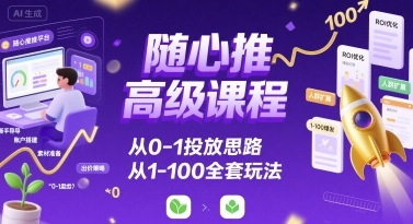 随心推高级课程,从0-1投放思路,也有从1-100的全套玩法|淘骐网赚资源库