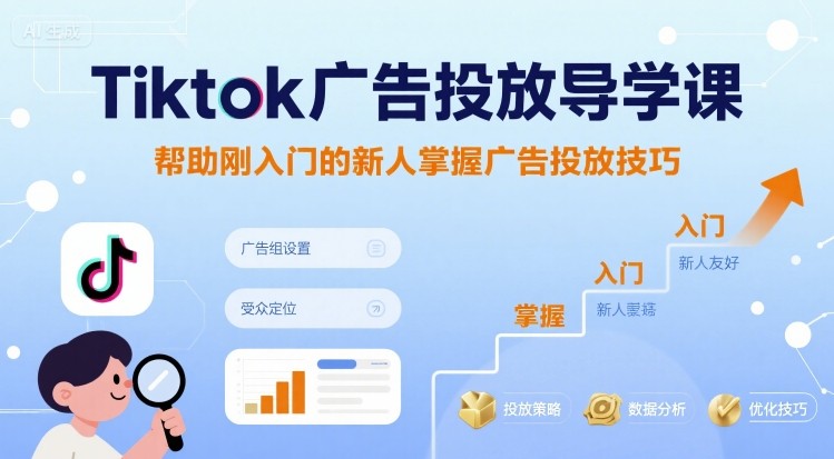Tiktok广告投放导学课,帮助刚入门的新人掌握广告投放技巧|淘骐网赚资源库