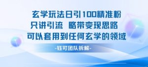 玄学玩法日引100精准粉只讲引流略带变现思路可以套用到任何玄学的领域|淘骐网赚资源库