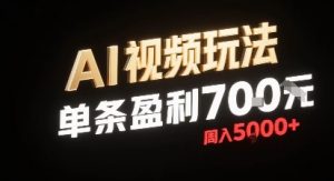 新型AI视频玩法每条视频盈利7张，一周搞了5k，小白可以玩无需剪辑添加音频即可|淘骐网赚资源库